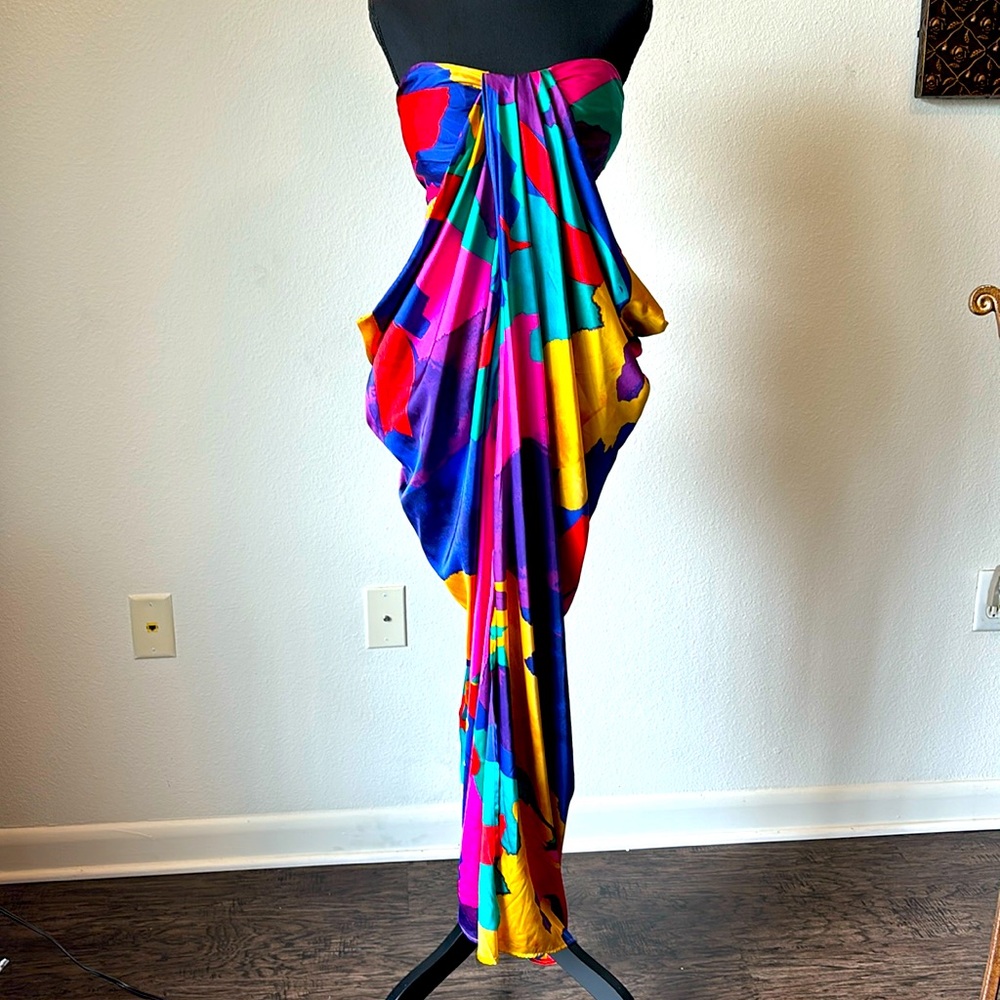 NWT: Gabrielle Union New York & Co Multi-Color Strapless Dress, Size XL
